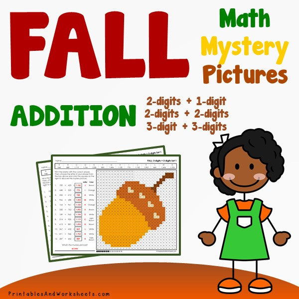Fall/Autumn Addition Coloring Worksheets