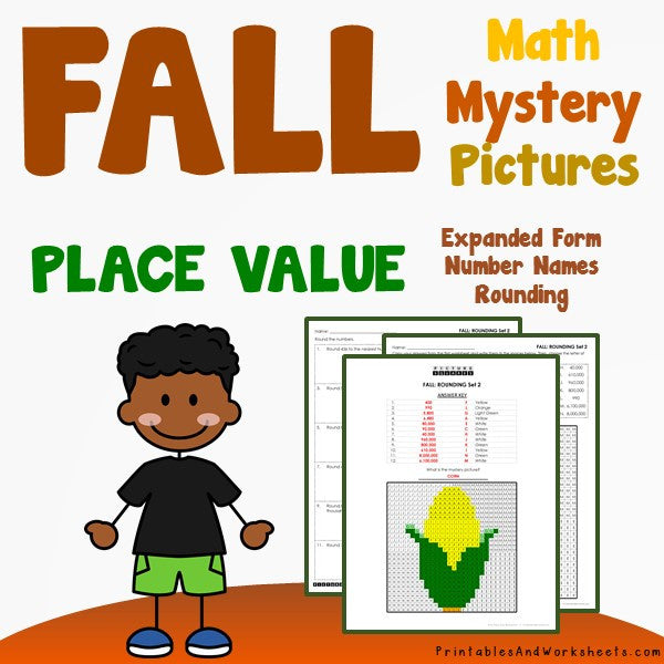 Fall/Autumn Place Value Coloring Worksheets