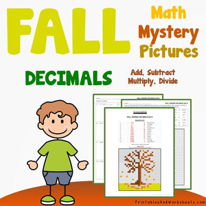 Fall/Autumn Decimals Coloring Worksheets