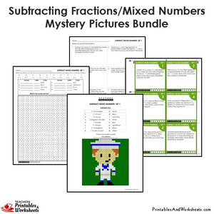 Grade 4 Subtracting Similar Fractions Mixed Numbers Coloring Worksheets - Sample 2