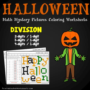 Halloween Division Coloring Worksheets