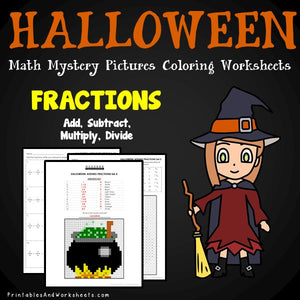 Halloween Fractions Coloring Worksheets