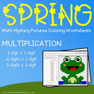 Spring Multiplication Coloring Worksheets