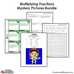 Grade 4 Multiplying Fractions Worksheets Mystery Pictures - Scientist