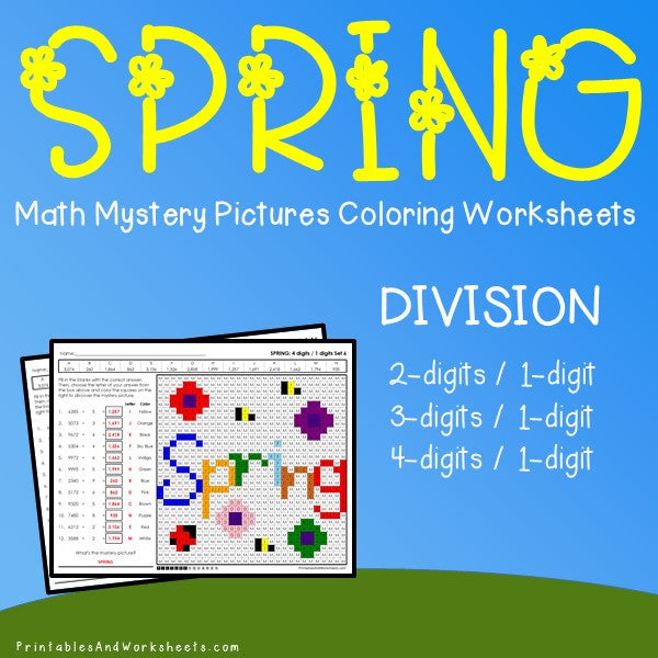 Spring Division Coloring Worksheets