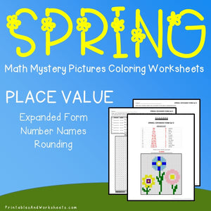 Spring Place Value Coloring Worksheets