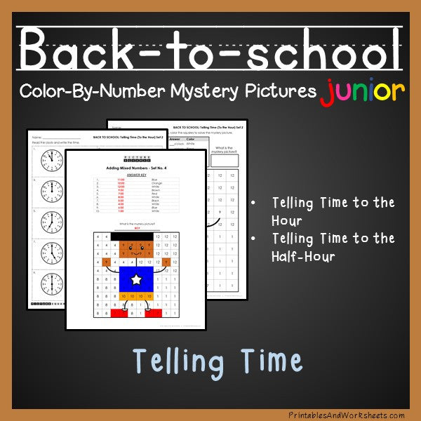 Back To School Color-By-Number: Telling Time