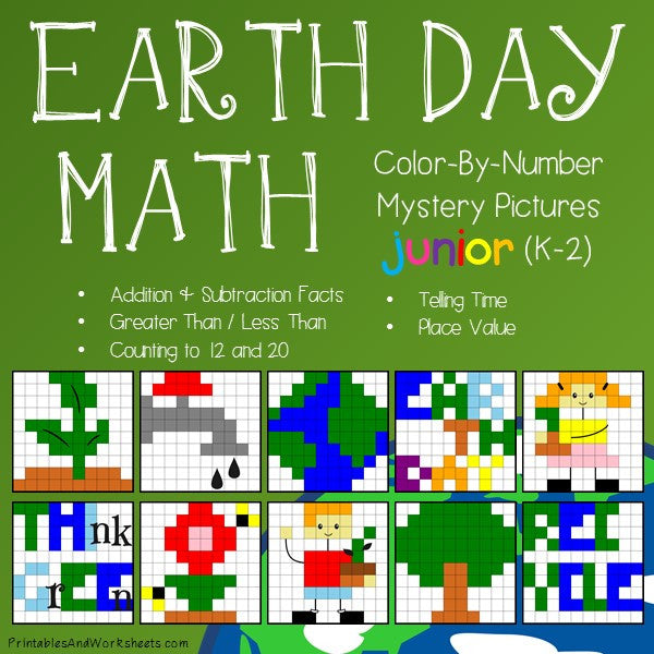 Earth Day Math Color-By-Number
