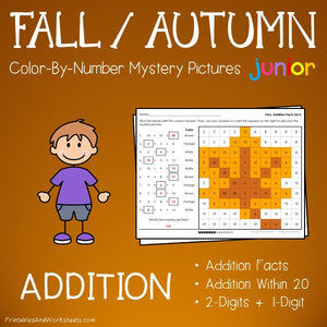 Fall/Autumn Color-By-Number: Addition