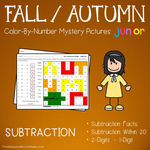 Fall/Autumn Color-By-Number: Subtraction