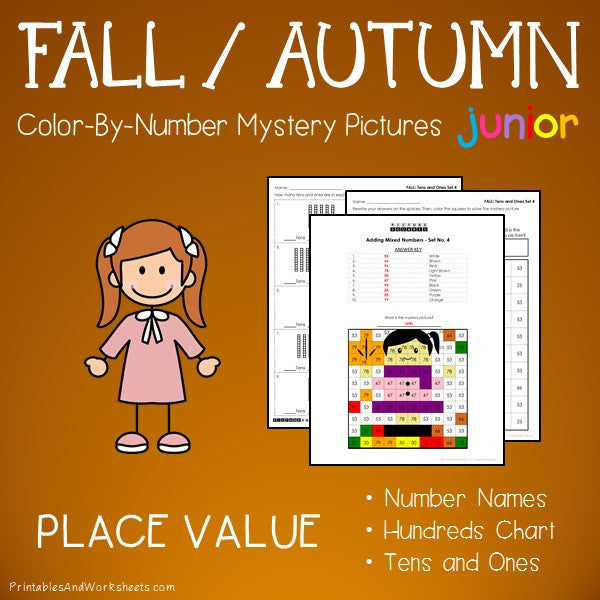 Fall/Autumn Color-By-Number: Place Value