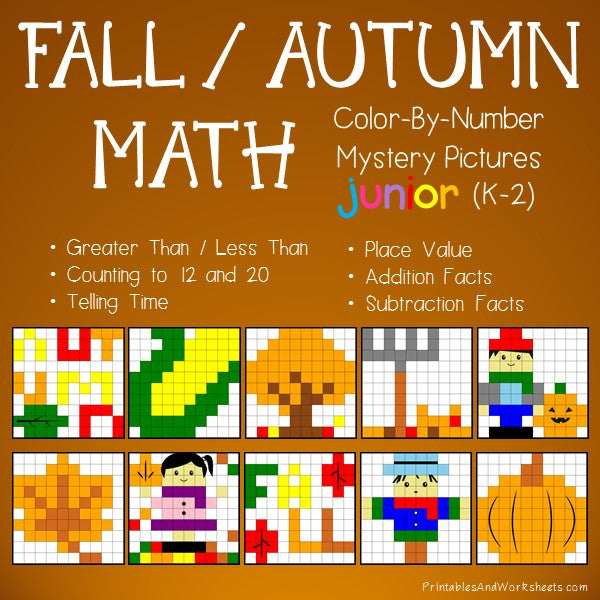 Fall/Autumn Color-By-Number: Math