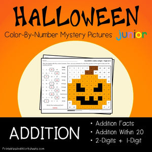 Halloween Color-By-Number: Addition