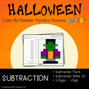 Halloween Color-By-Number: Subtraction