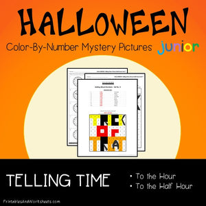 Halloween Color-By-Number: Telling Time