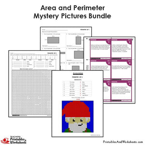 Grade 4 Area and Perimeter Coloring Worksheets / Task Cards - Gnome