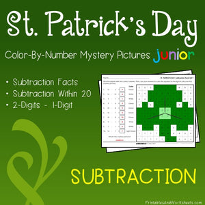 Saint Patrick's Day Color-By-Number: Subtraction