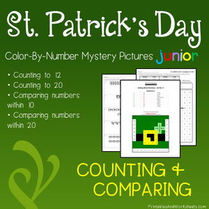 Saint Patrick's Day Color-By-Number: Counting to 20, Greater Than/Less Than