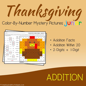 Thanksgiving Color-By-Number: Addition