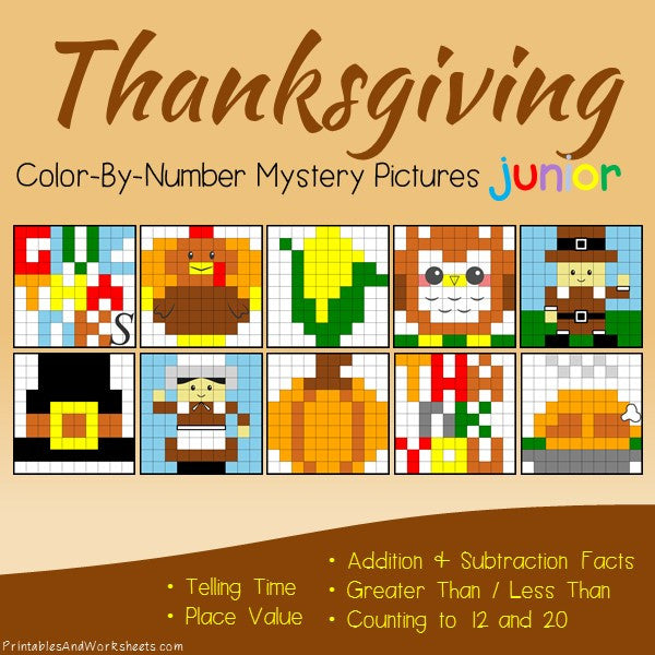Thanksgiving Math Color-By-Number