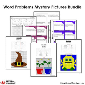 Grade 4 Word Problems Coloring Worksheets / Task Cards