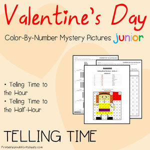 Valentine's Day Color-By-Number: Telling Time