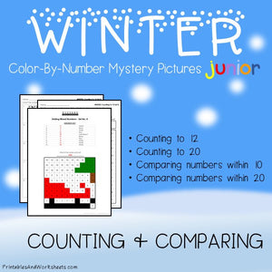 Winter Color-By-Number: Counting to 20, Greater Than/Less Than