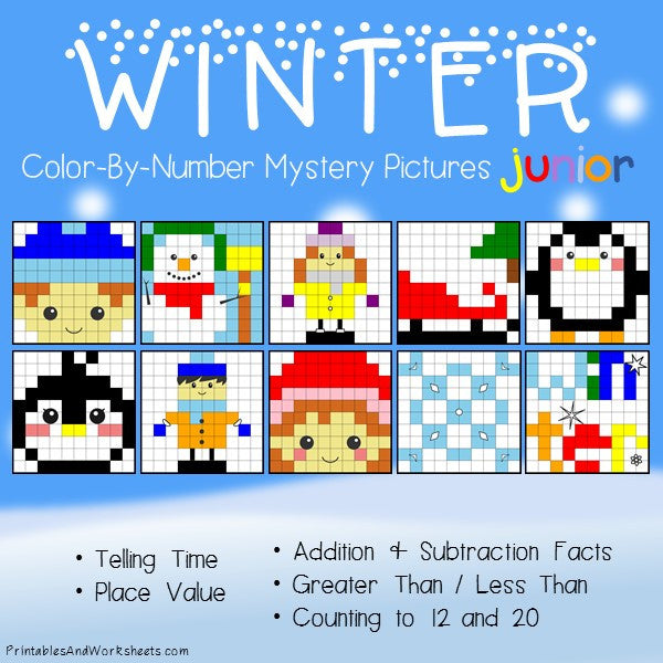 Winter Math Color-By-Number