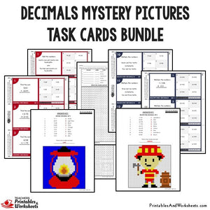 Decimals Mystery Pictures Activity Task Cards Bundle Sample 1