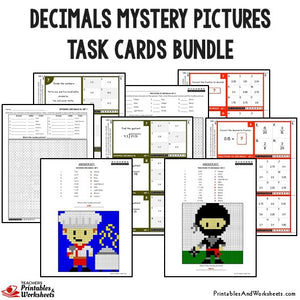 Decimals Mystery Pictures Activity Task Cards Bundle Sample 2
