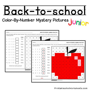 Back To School Color-By-Number - Addition