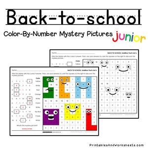 Back To School Color-By-Number - Addition