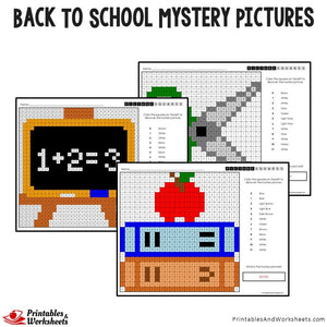Back To School Color-By-Number Mystery Pictures Coloring Pages