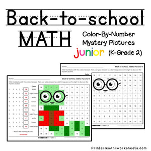 Back To School Math Color-By-Number
