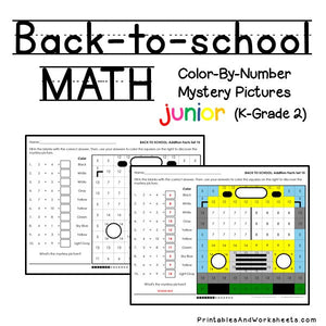 Back To School Math Color-By-Number