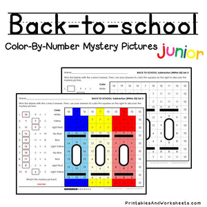 Back To School Color-By-Number - Subtraction