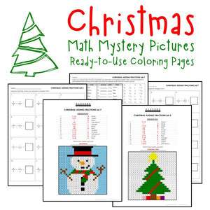 Christmas Coloring Worksheets - Fractions
