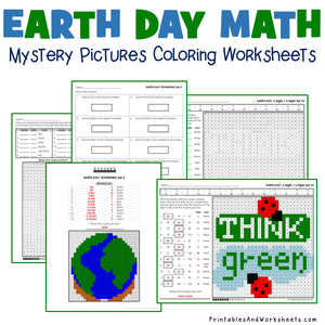 Earth Day Coloring Worksheets - Math