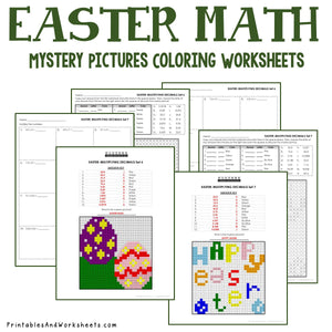 Easter Coloring Worksheets - Add, Subtract, Multiply, Divide Decimals