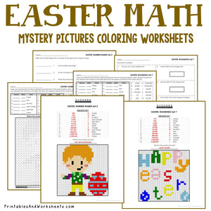 Easter Coloring Worksheets -  Place Value, Expanded Form, Number Names, Rounding