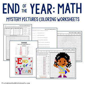 End of the Year Coloring Worksheets - Math