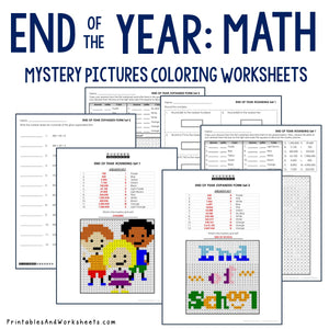 End of the Year Coloring Worksheets - Place Value