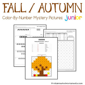 Fall/Autumn Color-By-Number: Counting to 20, Greater Than/Less Than
