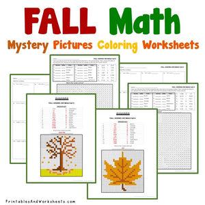 Fall/Autumn Coloring Worksheets - Add, Subtract, Multiply, Divide Decimals
