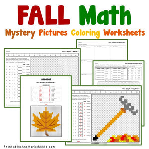 Fall/Autumn Math Coloring Worksheets