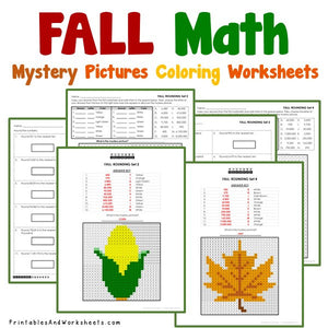 Fall/Autumn Coloring Worksheets - Place Value