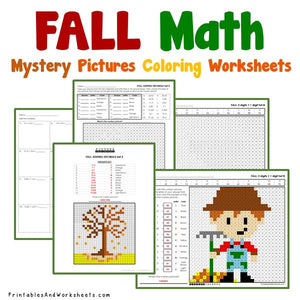 Fall/Autumn Math Coloring Worksheets