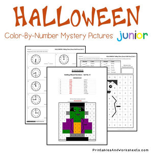 Halloween Color-By-Number: Telling Time