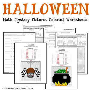 Halloween Coloring Worksheets - Place Value 