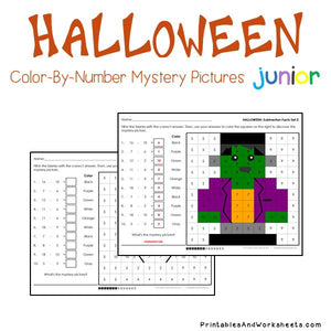 Halloween Color-By-Number: Subtraction
